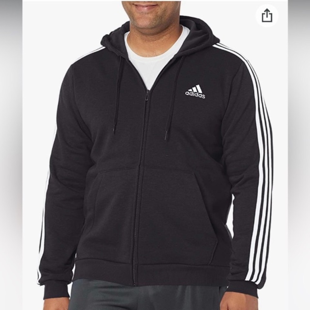 Black Full Zip Hoodie | Adidas - Picture 2 of 7